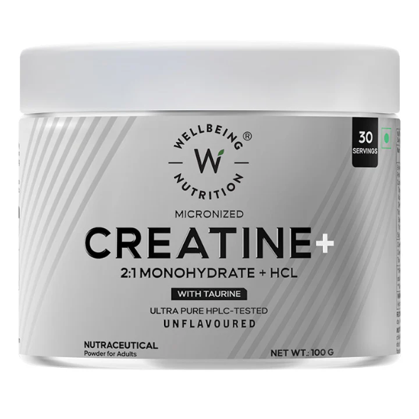 Wellbeing Creatine Monohydrate + HCL 100g 33 servings