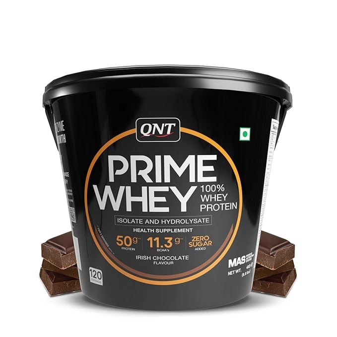 QNT Prime Whey Protein Powder for Lean Muscle Building & Weight Loss Triple Blend Concentrate, Isolate & hydrolysate 4Kg 120 servings