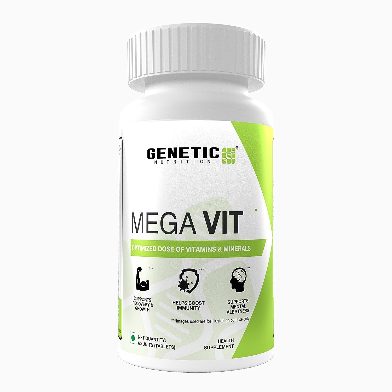 Genetic nutrition Mega Vit Multivitamins & Minerals|100% Rda 90 Capsules